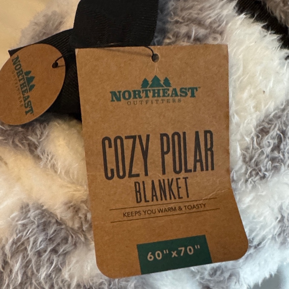 Cozy Faux Fur Blanket - Cream and Gray - Picture 2 of 3